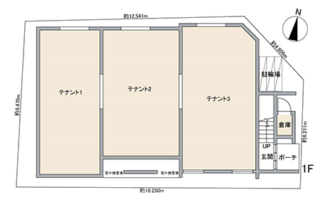 名古屋市中川区運河通の1階店舗「CrossRoad SasashimaLive」間取り