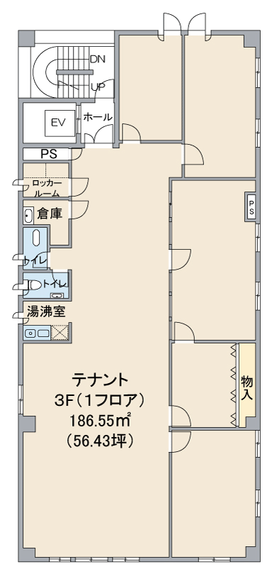 名古屋市昭和区安田通　川名駅まで徒歩5分「東亜メディカルビル」貸店舗 3階店舗間取り