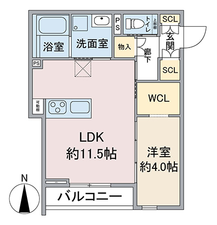 名古屋市熱田区二番の新築賃貸アパート「C’est merveilleux(セ メルヴェイユ)」Aタイプ間取り