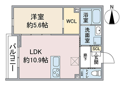 名古屋市熱田区二番の新築賃貸アパート「C’est merveilleux(セ メルヴェイユ)」Bタイプ間取り