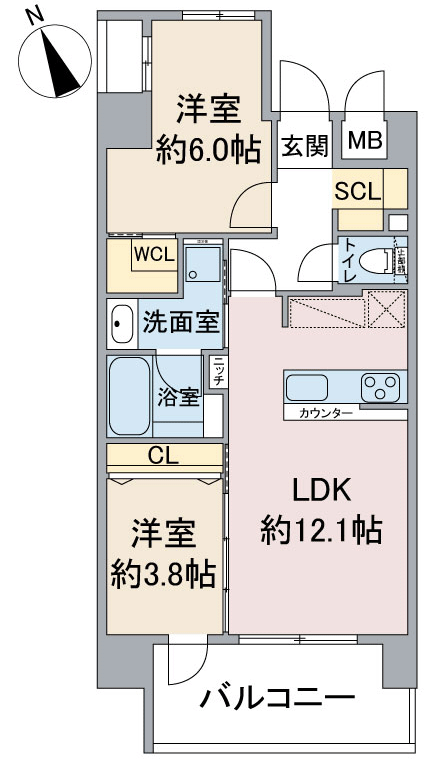 名古屋市瑞穂区豊岡通の新築賃貸マンション「Casa Via(カーサビア)」Aタイプ間取り