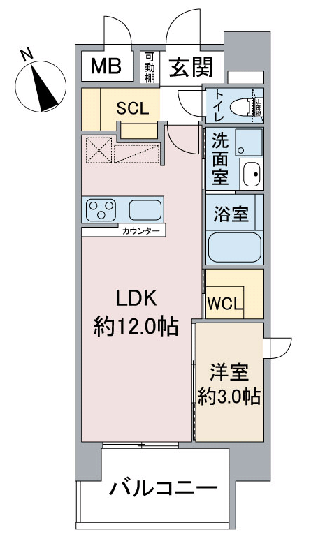 名古屋市瑞穂区豊岡通の新築賃貸マンション「Casa Via(カーサビア)」Aタイプ間取り