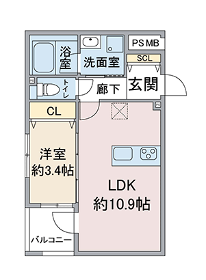 名古屋市中村区の新築賃貸木造3階建てアパート「(仮称)リブレワン五反城町」間取り1号室