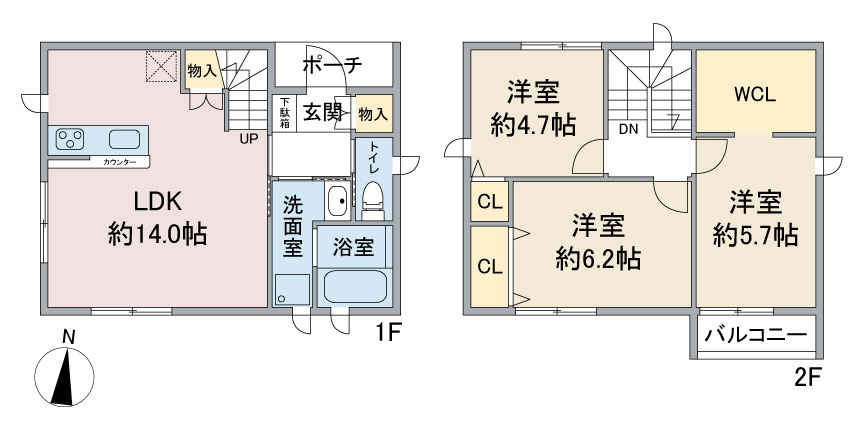 名古屋市西区城町の新築戸建賃貸住宅「アリビア城町」ACタイプ間取り