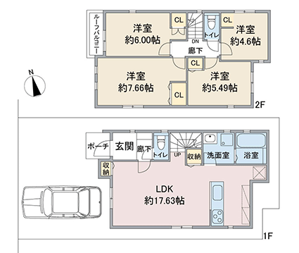 名古屋市中川区助光の新築戸建賃貸住宅「助光二丁目貸家」ACタイプ間取り