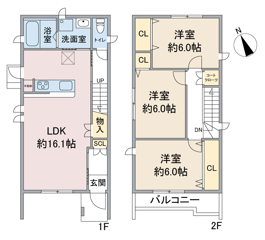 名古屋市緑区徳重の新築賃貸戸建て「HC-L Tokushige」間取り