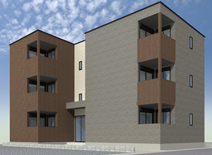 豊田市山之手の新築賃貸木造3階建てアパート「エテルナ山之手」外観